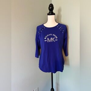 michael kors 3/4 sleeve Blue top Blouse Size M